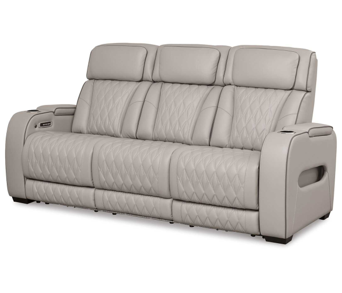 Boyington - Gray - Power Reclining Sofa With Adj Headrest, 86"
