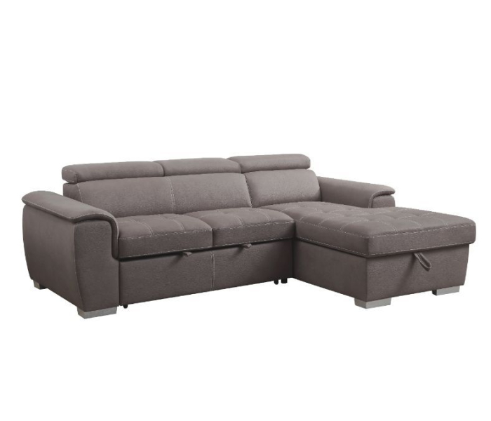 Haruko - Sectional Sofa - Light Brown Fabric, 98"