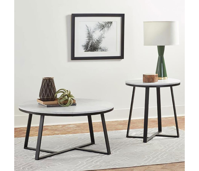 Hugo - 2 Piece Faux Marble Coffee And End Table Set