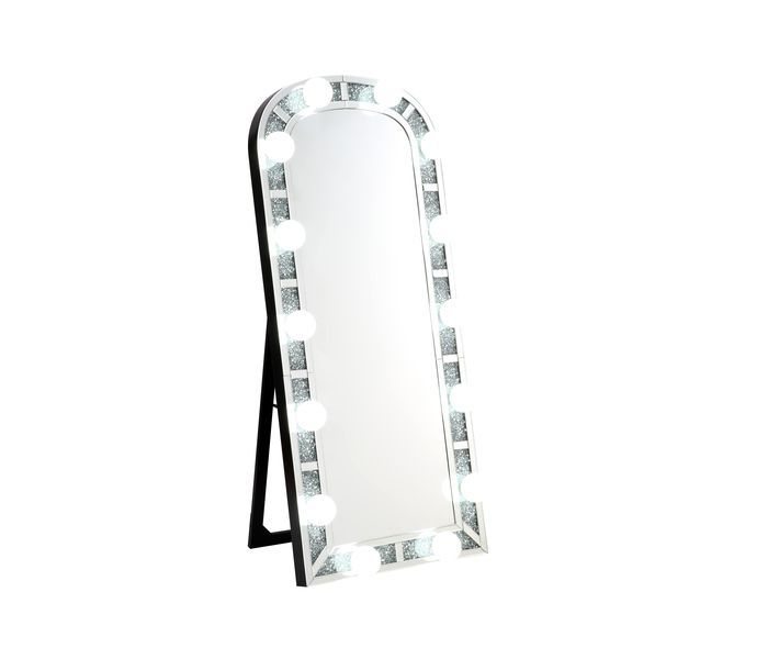 Noralie - Accent Floor Mirror - Mirrored & Faux Diamonds