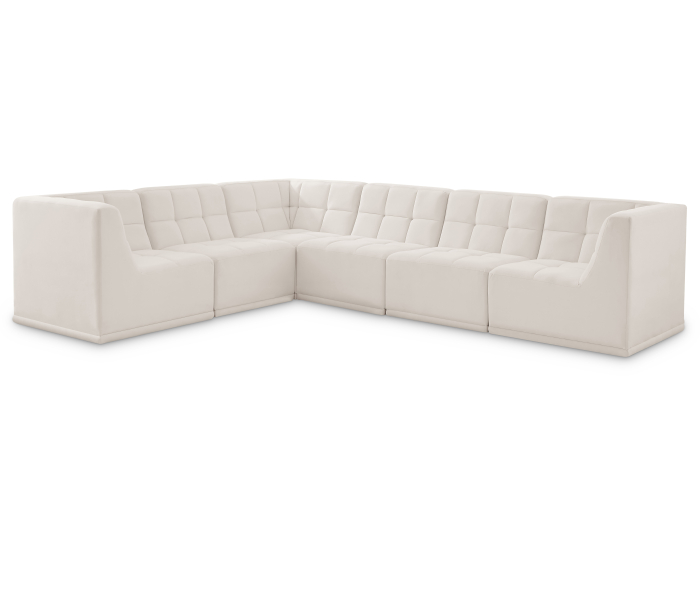 Relax - 6 Piece Modular Sectional - Cream, 128"