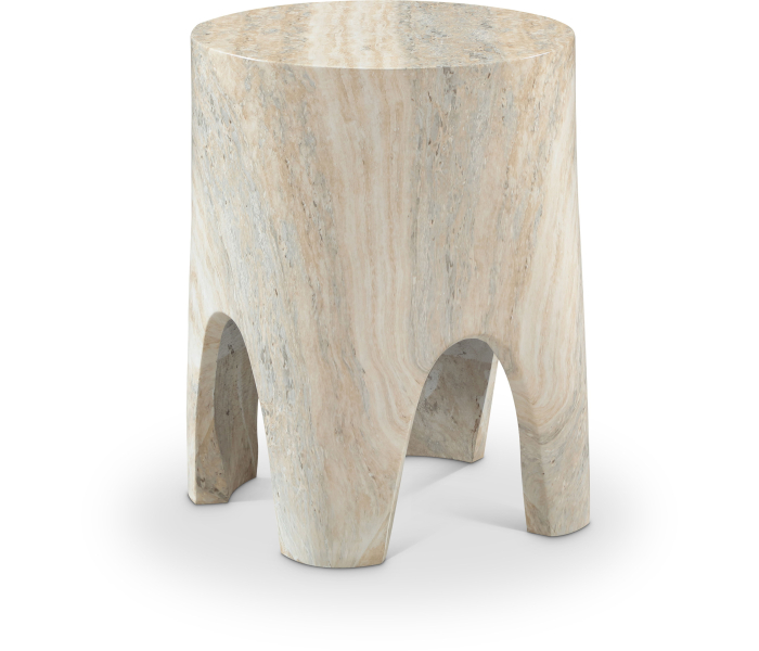 Foligno - Concrete End Table - Travertine, 14"