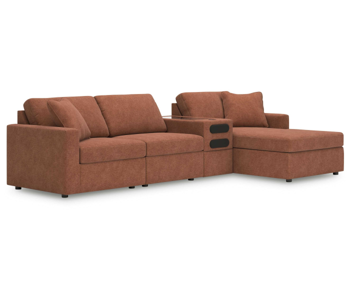 Cozymax - Spice - 4-Piece Sectional With Raf Corner Chaise And Audio System Console, 126"