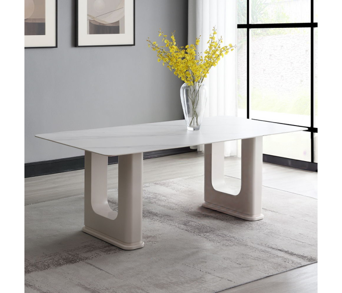 Kalam - Dining Table - Ceramic Top & Beige Finish, 79"