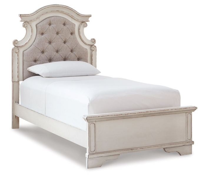 Realyn Upholstered Panel Bed Chipped White