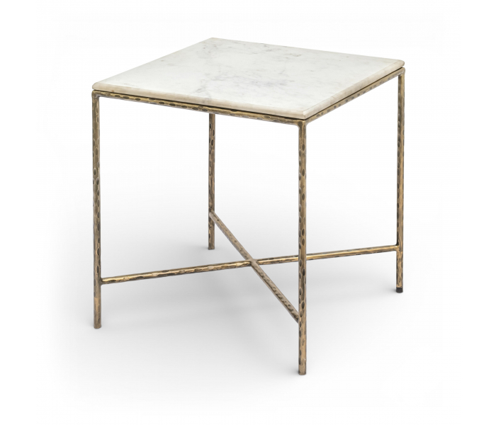Valen - Marble And Iron End Table - White, 20"