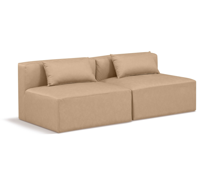 Cube - Modular 2 Seat Armless Sofa - Tan, 72"