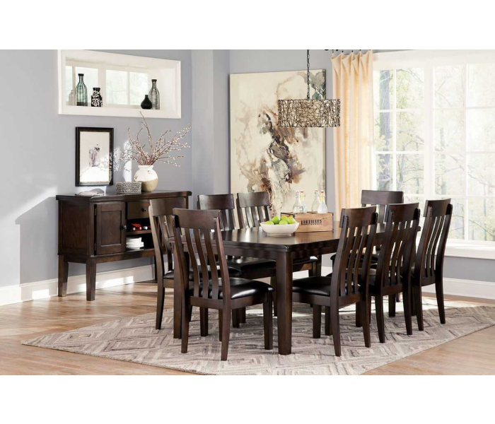 Haddigan - Dark Brown - 10 Pc. - Extension Table, 8 Side Chairs, Server