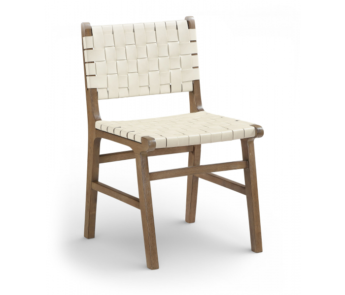 Entwine - Vegan Leather Upholstered Dining Chair - Cream / Painted Brown - White