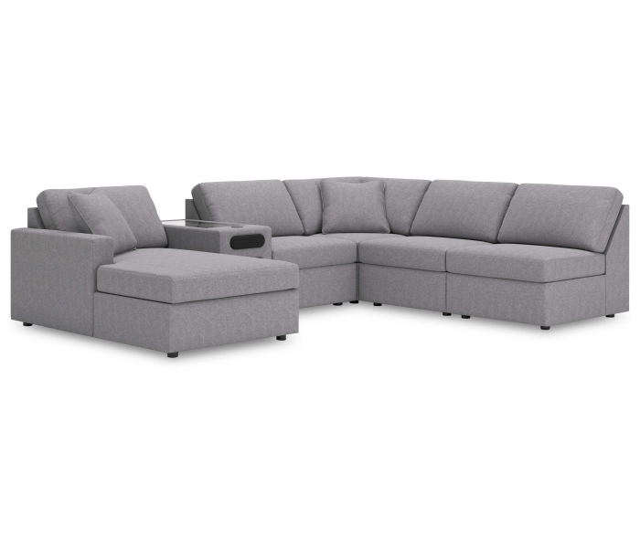 Cozymax - Granite - 6-Piece Sectional With Laf Corner Chaise And Audio System Console, 140"