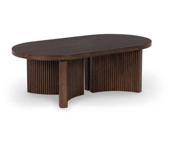 Korestone - Dark Brown - Oval Cocktail Table, 52"
