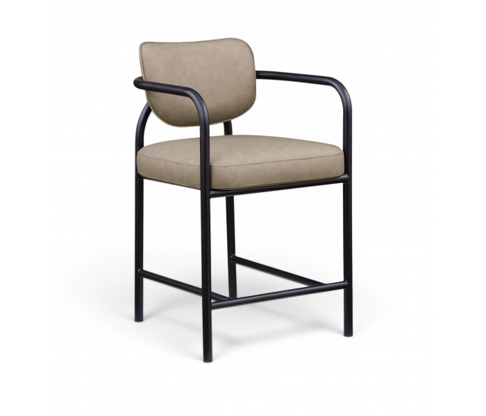 Serava - Vegan Leather Upholstered Counter Stool - Taupe - Gray