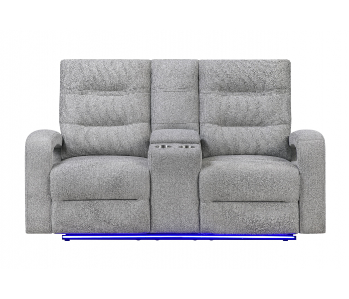 U6611 - Power Console Reclining Loveseat With LED - Gray