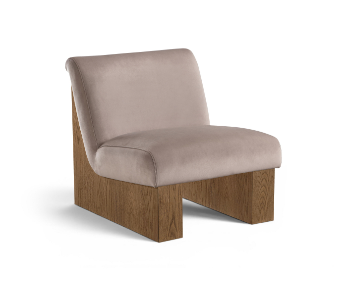 Vantage - Velvet Performance Fabric Upholstered Accent Chair - Beige / Brown