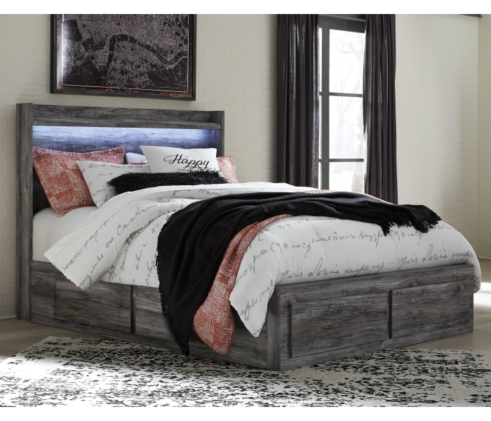Baystorm - Gray - Queen Panel Bed with 4 Storage Drawers