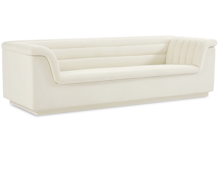Cascade - Velvet Sofa - Cream, 94"