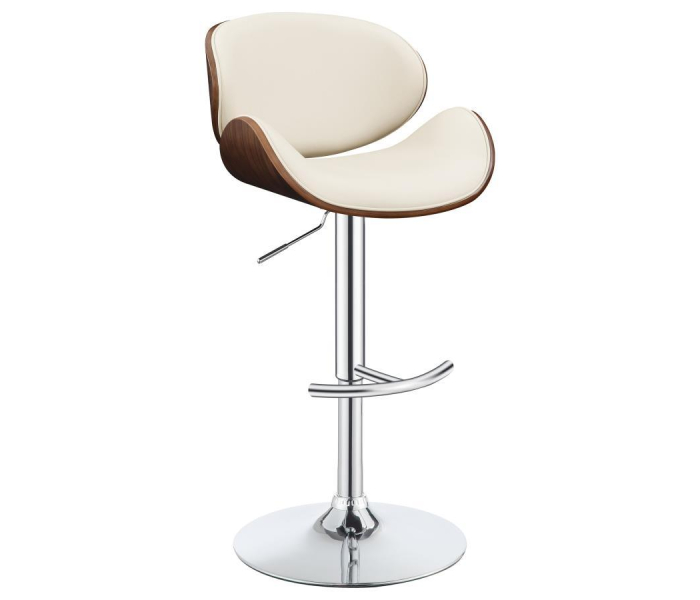 Harris - Adjustable Bar Stool - Ecru And Chrome - Beige