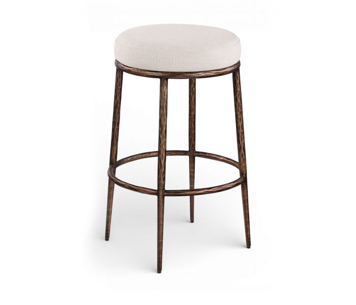Ferro - Performance Fabric Upholstered Backless Bar Stool - Beige / Antique - Beige