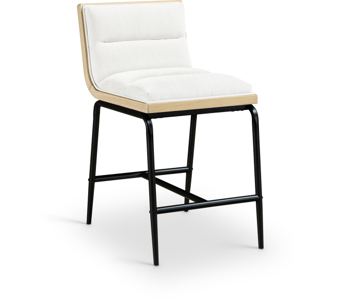 Viceroy - Fabric Upholstered Counter Stool (Set of 2) - Cream - White