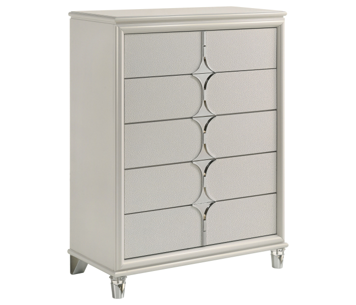Olivia - 5-Drawer Bedroom Chest Of Drawers - Pearl, 50" Tall