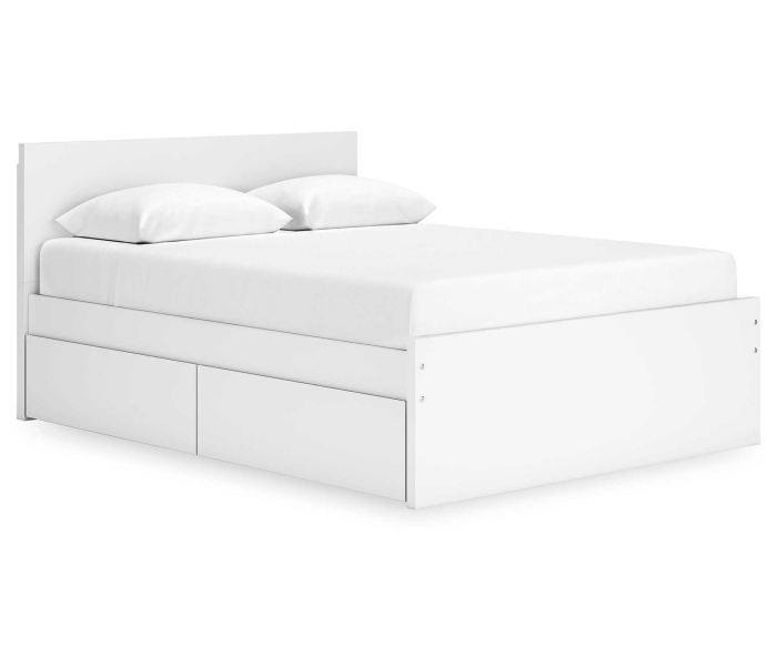 Onita Panel Platform Bed With 1 Side Storage White