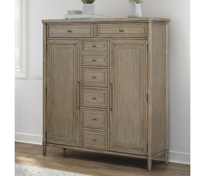 Rochelle Park - 2 Door 5 Drawer Chest - Smokey Taupe - Light Brown, 61.88" Tall