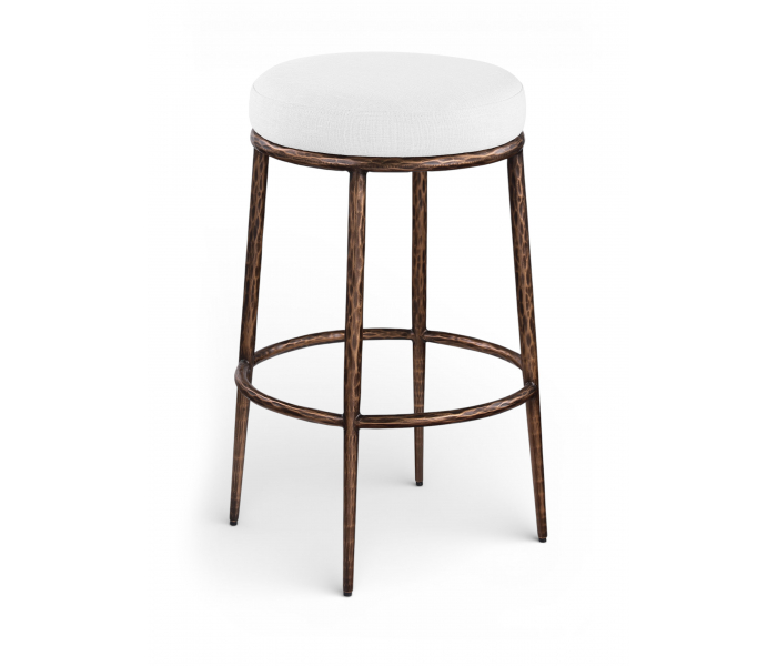 Ferro - Performance Fabric Upholstered Backless Bar Stool - White / Antique - White