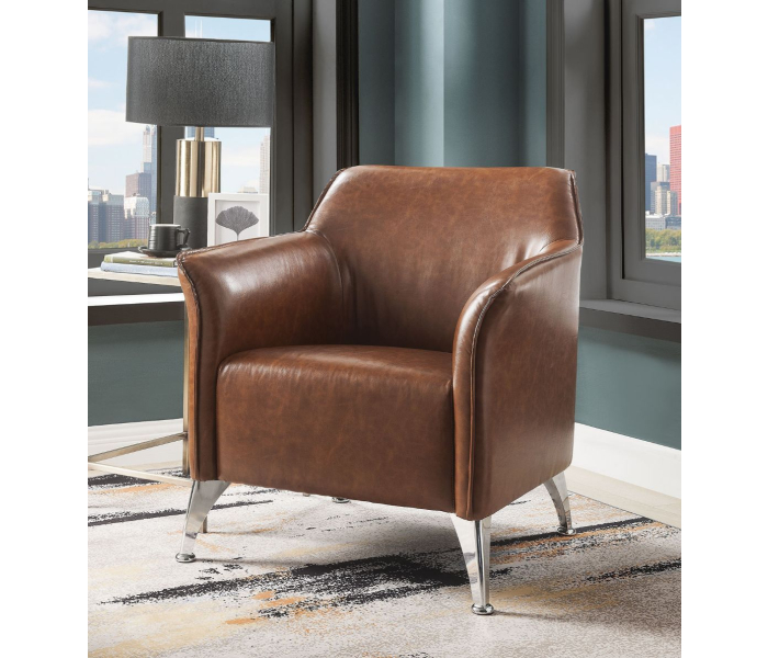 Teague - Accent Chair - Brown PU - Dark Brown