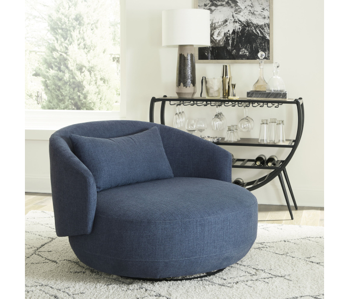 Haley - Upholstered Swivel Cuddler Chair - Midnight
