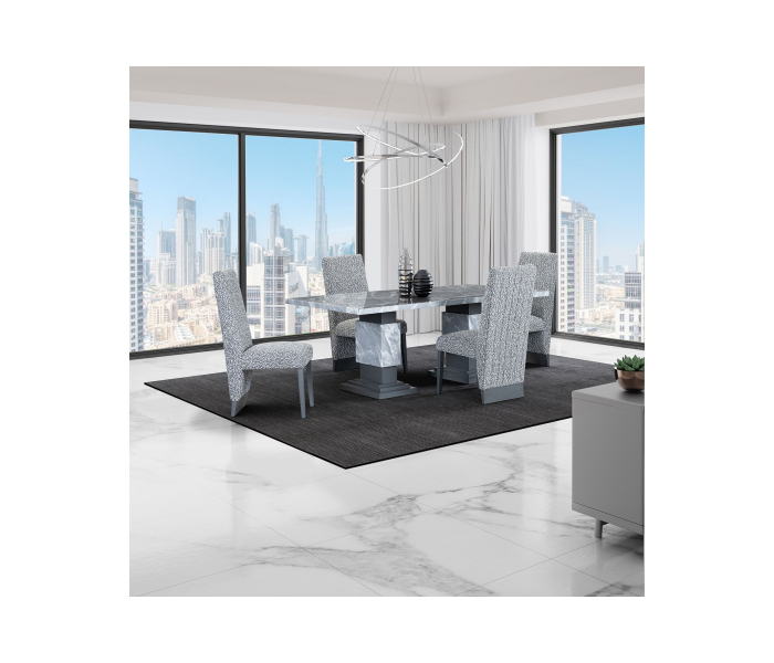 D1212 Dining Table And Four D12 Dining Chairs - White/Gray
