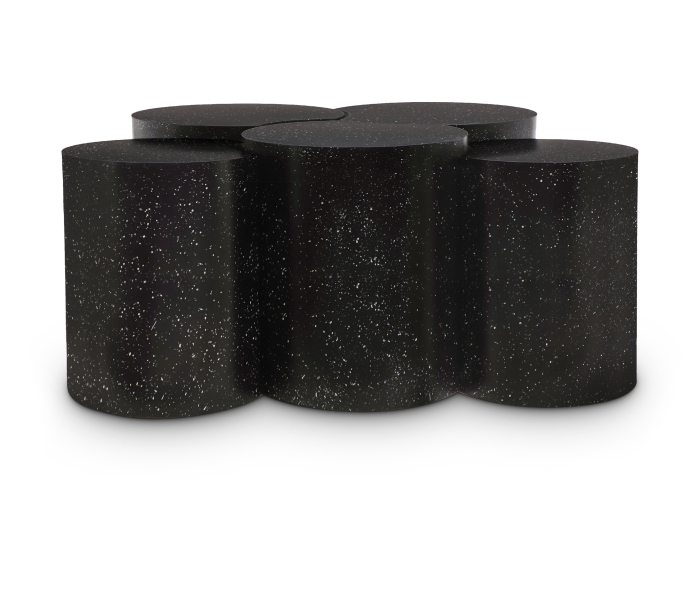 Dimple - 5 Piece Modular Coffee Table - Black Terazzo, 45"