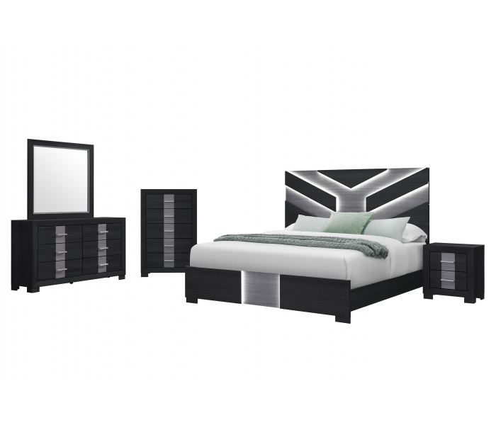 Optimus - 5 Piece Full Bedroom Set - Black