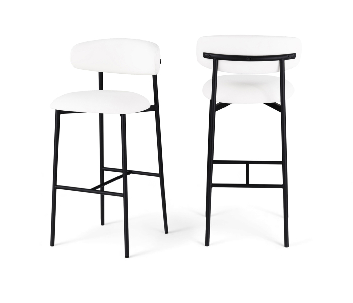 Lupita - Vegan Leather Upholstered Bar Stool (Set of 2) - White / Matte - White