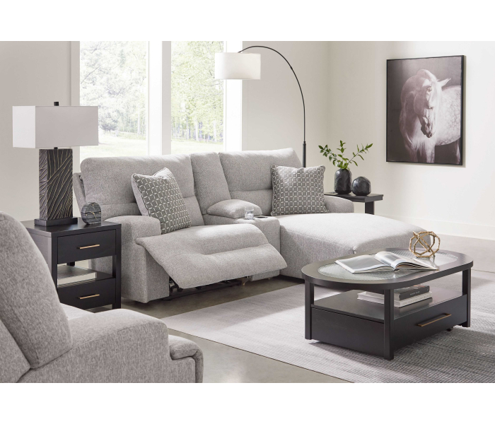 Acklen Place - Pewter - 4 Pc. - 3-Piece Power Reclining Sectional Sofa With Raf Chaise, Wide Seat Power Recliner