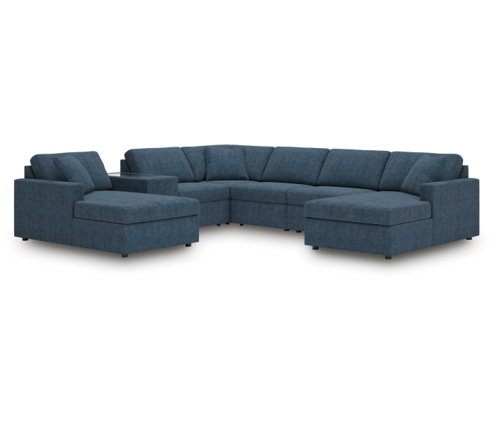 Cozymax - Ink - 7-Piece Sectional With Laf And Raf Corner Chaises And With Storage Console, 140"