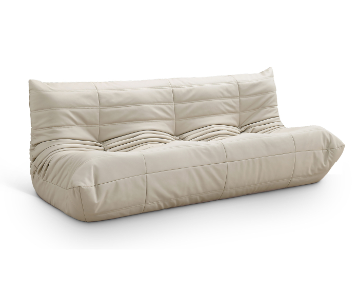 Relax - Vegan Leather 77.75" Upholstered Sofa - Cream - Beige, 77.75"