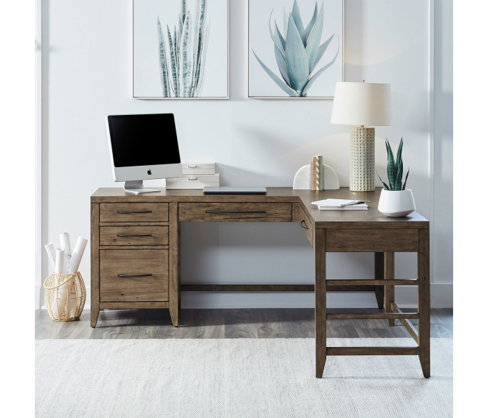 Shaker Lakes - L Shaped Desk Set - Harvest Brown - Dark Brown