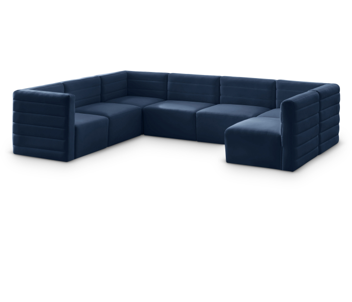 Quincy - 7 Piece Modular Sectional - Navy, 126"