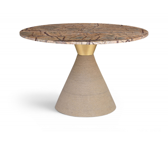 Baleen - 48" Genuine Marble And Jute Dining Table - Brown - Light Brown, 48"