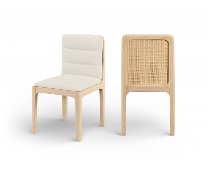 Ellis - Vegan Leather Upholstered Dining Chair (Set of 2) - Cream / Natural - White