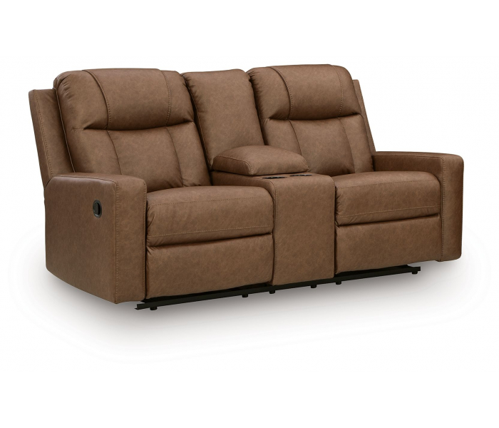 Mackmenville - Double Reclining Loveseat With Console - Caramel