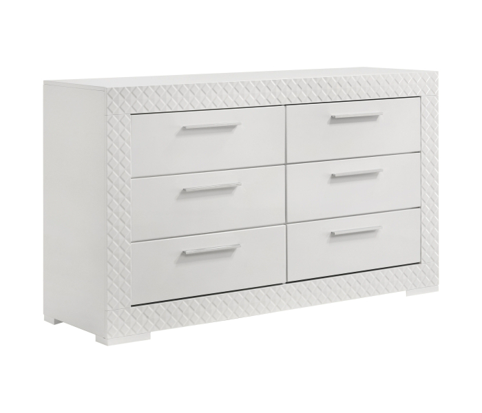 Ives - 6-Drawer Dresser Cabinet - White High Gloss, 63" Wide