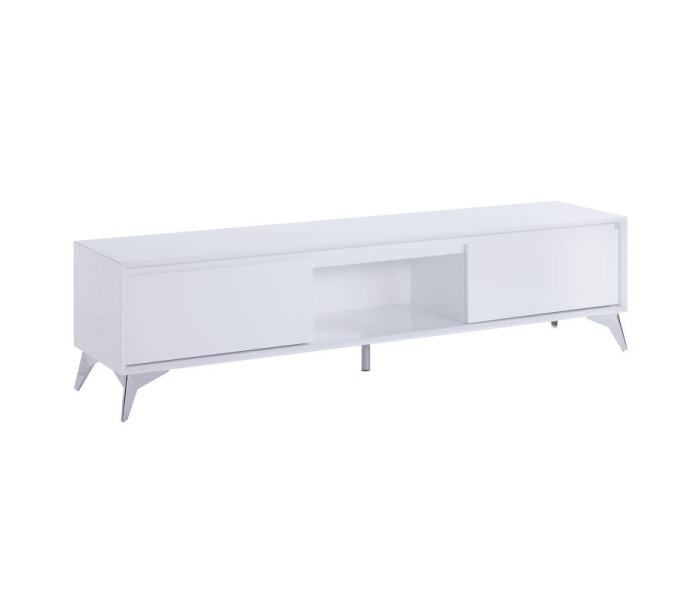 Raceloma - TV Stand - Led, White & Chrome Finish