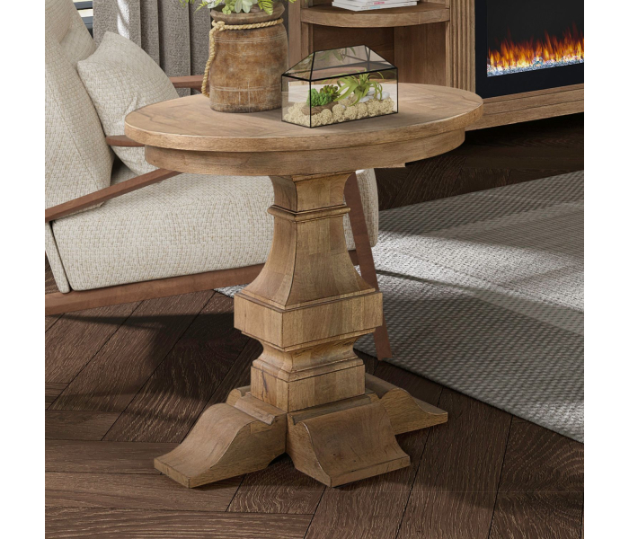 Haven Hills - Round End Table - Camel - Light Brown, 24"