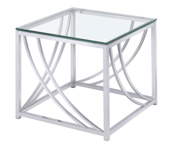 Lille - Square Glass Top Side End Table - Chrome, 19.75"
