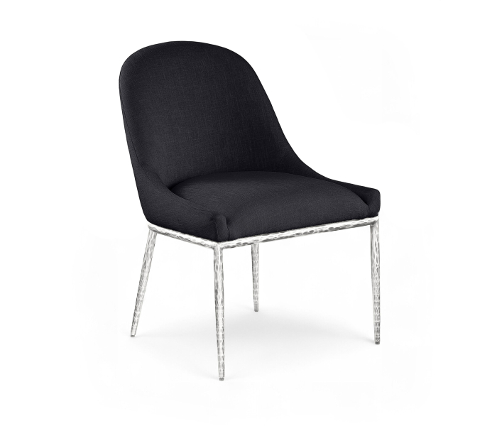 Ferro - Linen Textured Performance Fabric Upholstered Dining Side Chair - Black