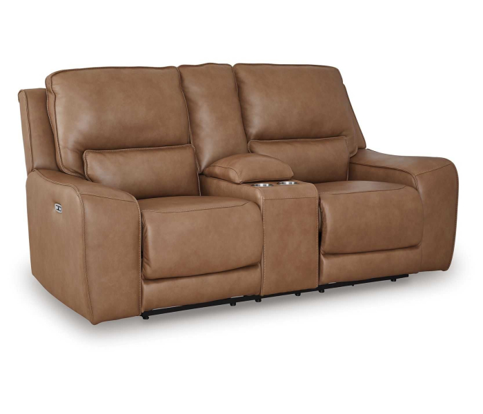 DeepWakes - Caramel - Power Reclining Loveseat / Console / Adjustable Headrest
