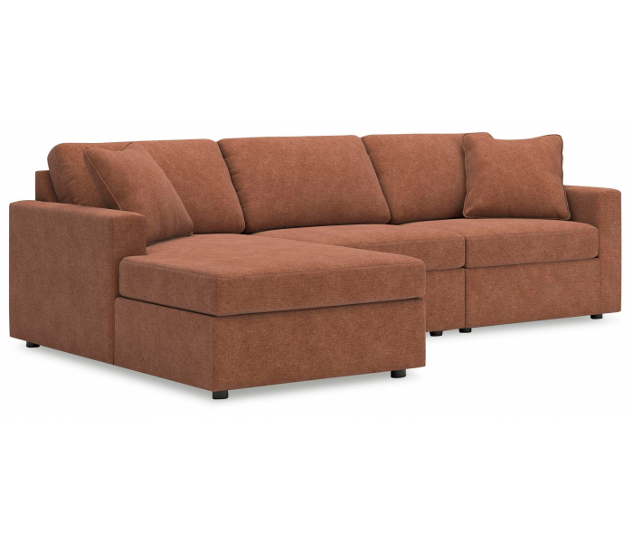 Modmax 3-Piece Sectional Sofa With LAF Corner Storage Chaise  Spice, 109"
