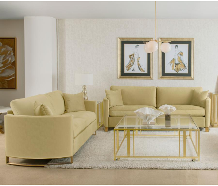 Corliss - 2 Piece Velvet Upholstered Sofa Set - Camel, 91"