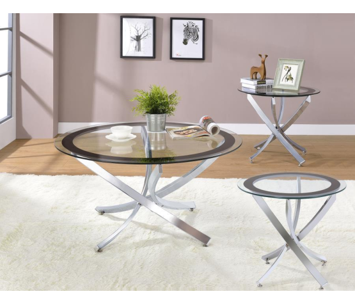 Brooke - 3 Piece Round Coffee And End Table Set - Chrome